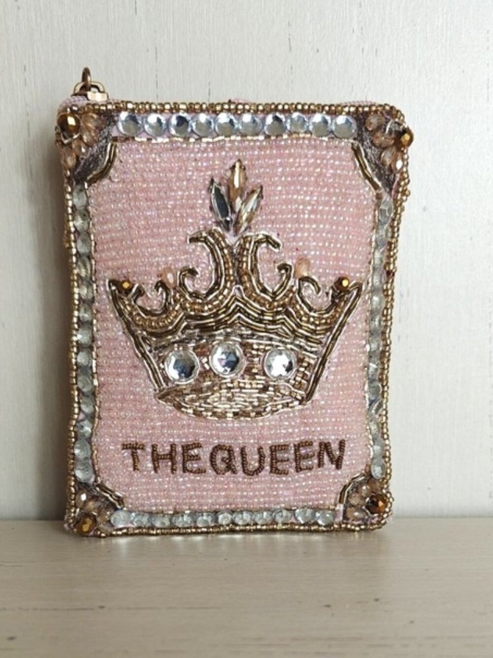 Mary Frances Crowned Jewel Beaded Coin Purse & Keychain "The Queen"